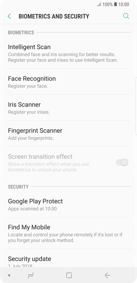 Press Iris Scanner.