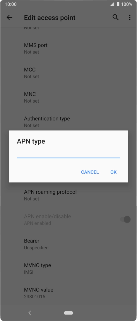 Key in default and press OK.