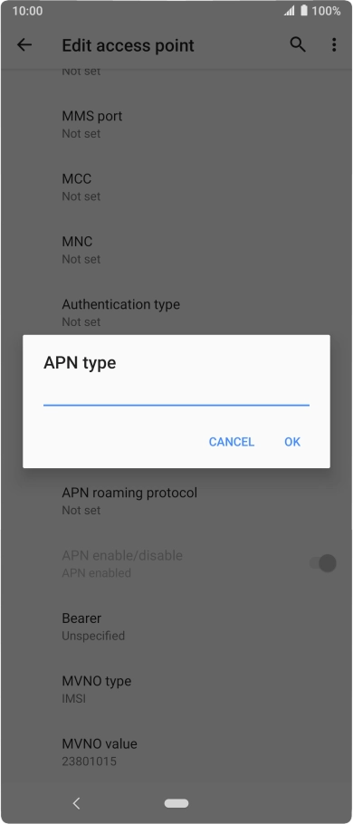 Key in default and press OK.
