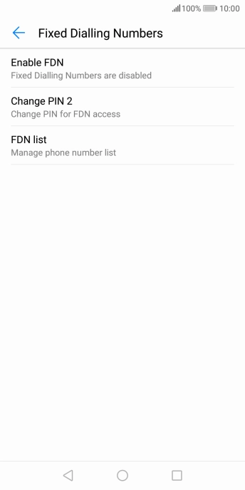 Press Enable FDN to turn on fixed dialling.