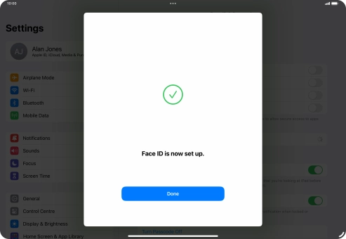 Press Done. If you haven't previously selected a lock code, key in a code of your own choice twice.