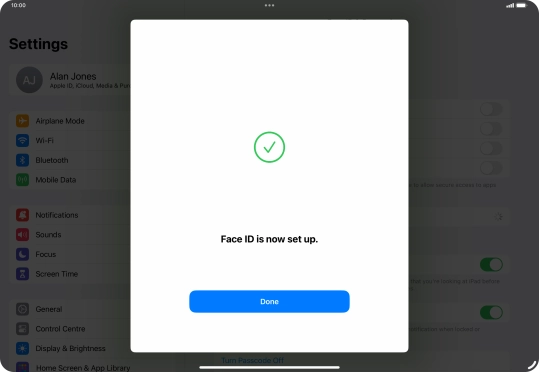 Press Done. If you haven't previously selected a lock code, key in a code of your own choice twice.