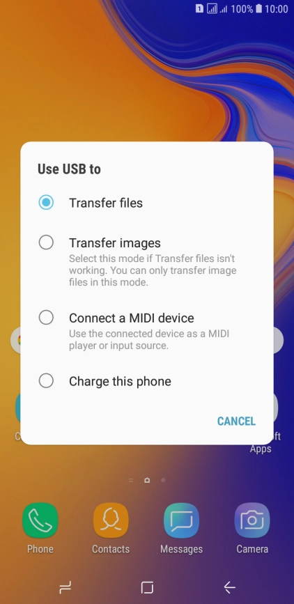Press Transfer files to turn on the function.