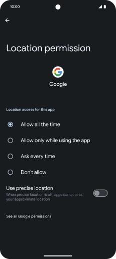 Press the required setting.