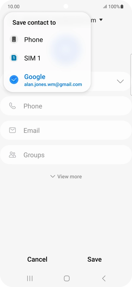 Press the required Google account.