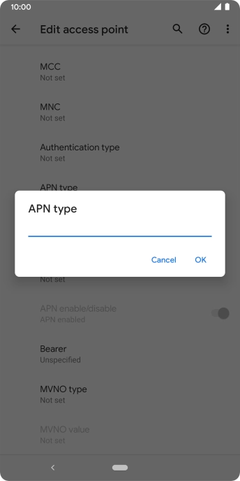 Key in default and press OK.