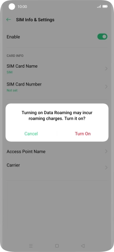 If you turn on the function, press Turn On.