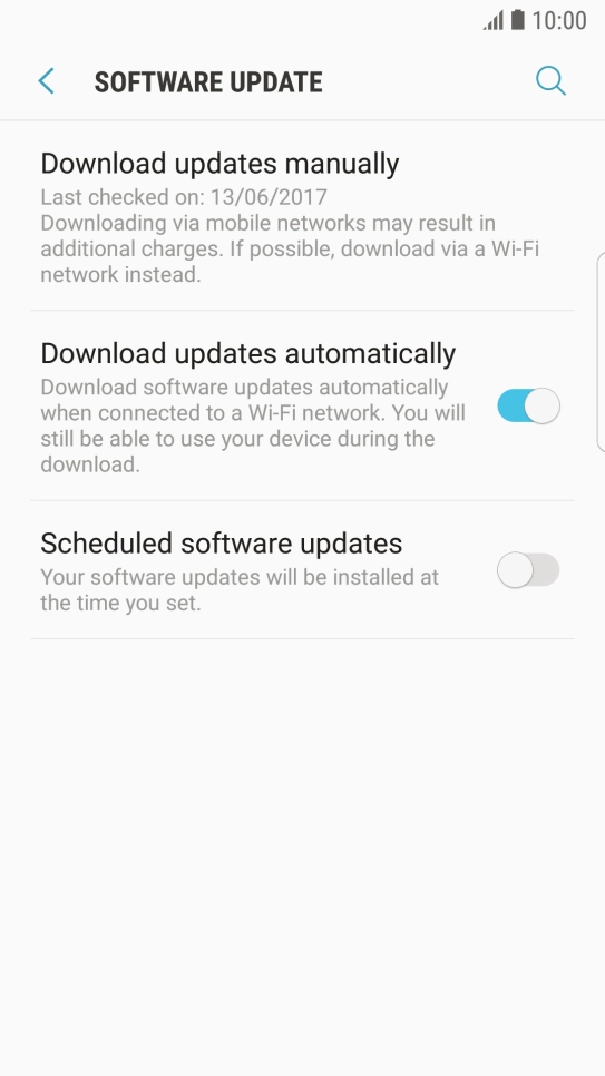 Press Download updates manually. If a new software version is available, it's displayed. Follow the instructions on the screen to update the phone software.