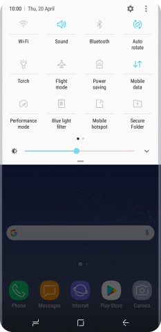 Press the flight mode icon to turn the function on or off.