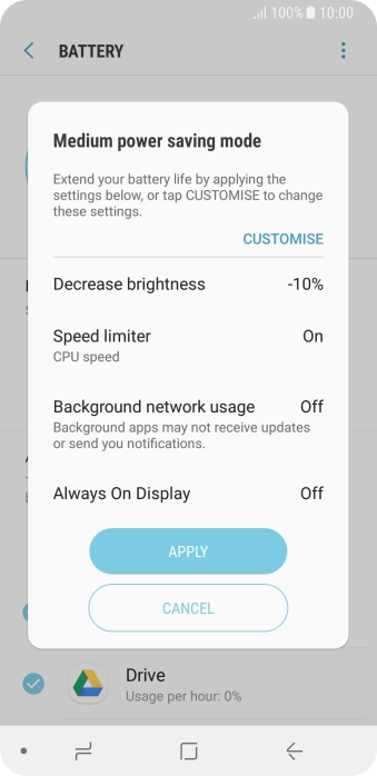Press APPLY to turn on the function.