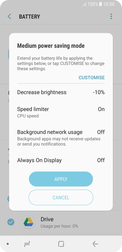 Press APPLY to turn on the function.