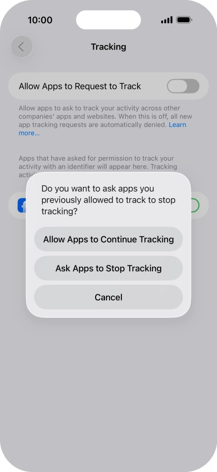 If you turn off the function, press the required setting.