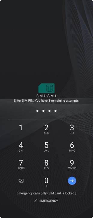 If you're asked to key in your PIN, do so and press arrow right. The default PIN is 1111.