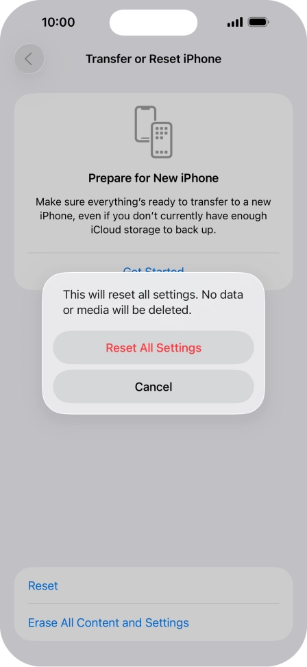 Press Reset All Settings.