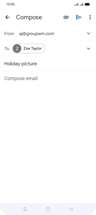 Press the text input field and write the text for your email.