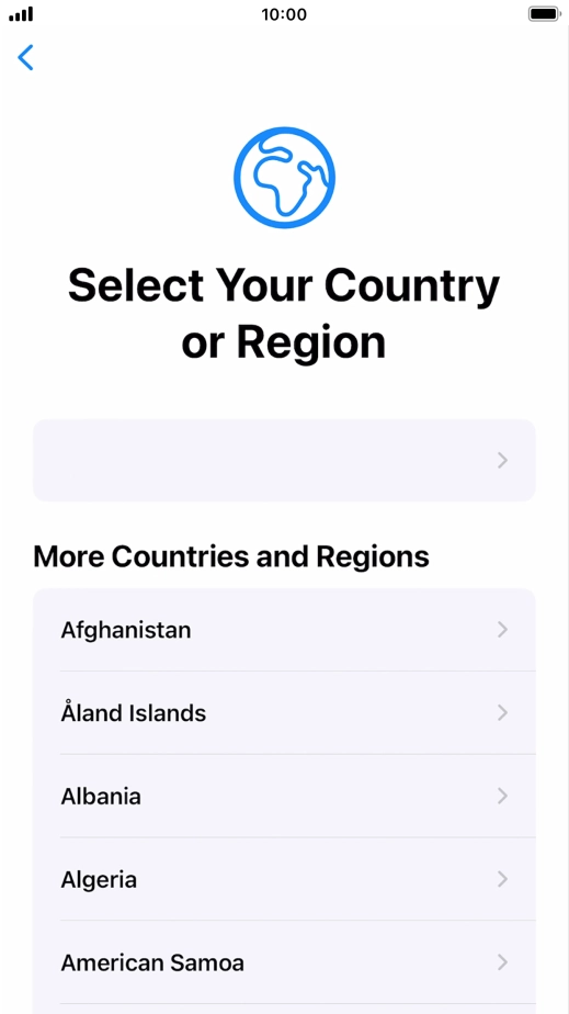 Press the required country or area.
