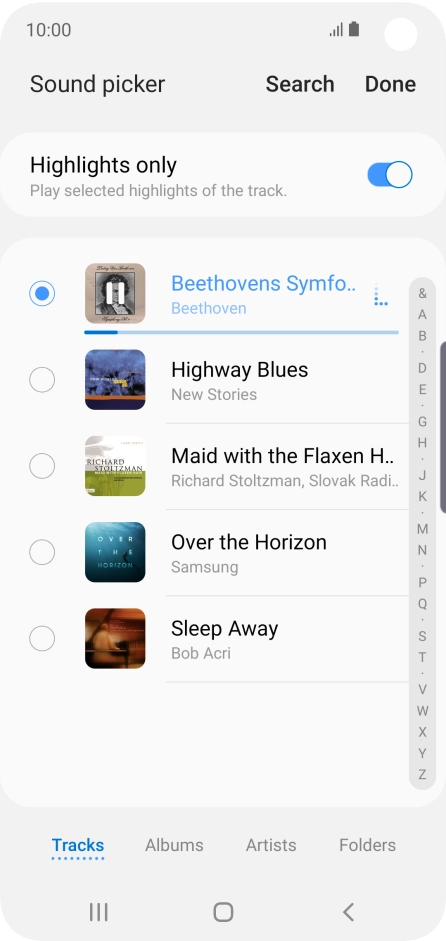 Once you've found a ring tone you like, press Done.