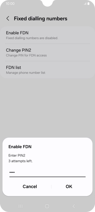 Key in your PIN2 and press OK. The default PIN2 is 0000.