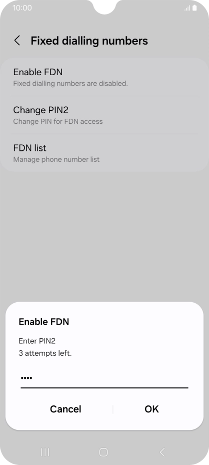 Key in your PIN2 and press OK. The default PIN2 is 0000.