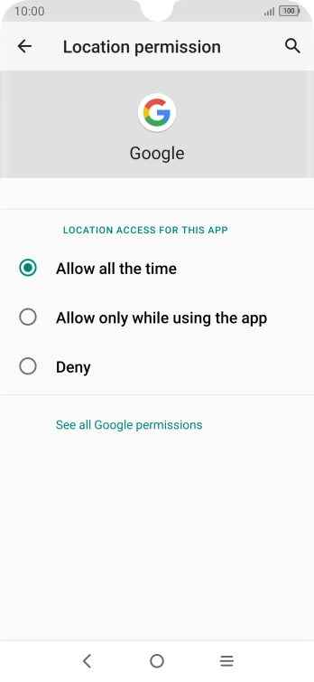 Press the required setting.