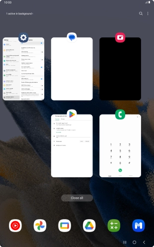 To end one running application, slide your finger upwards on the required application.