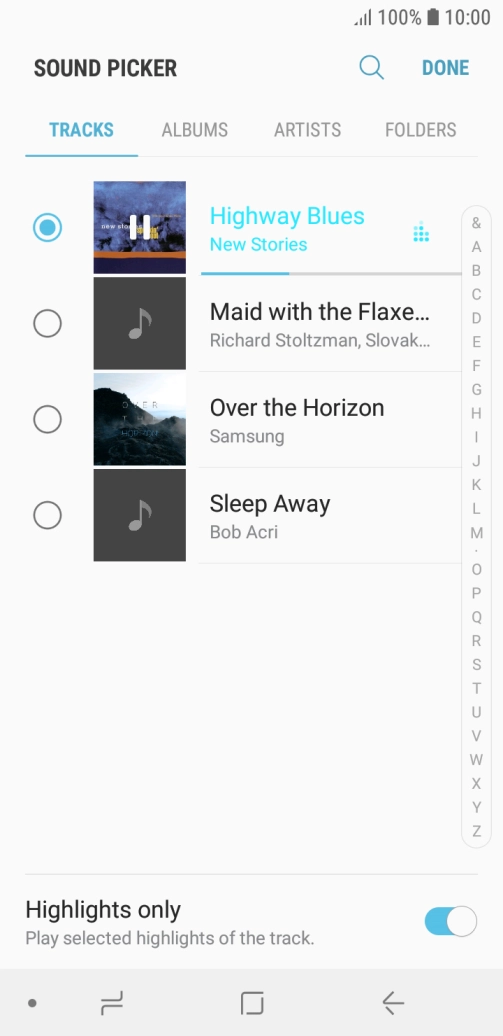 Once you've found a ring tone you like, press DONE.