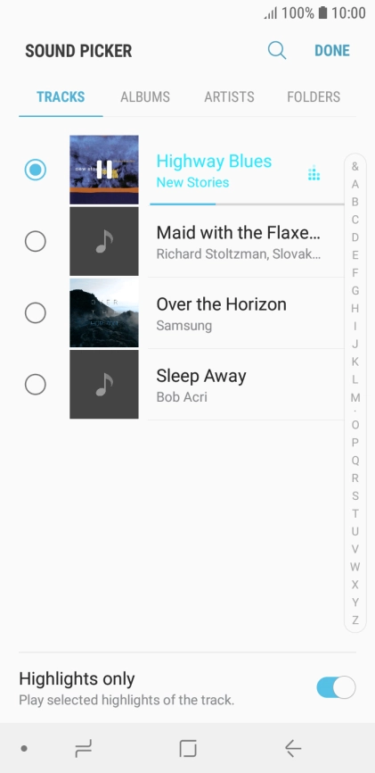 Once you've found a ring tone you like, press DONE.