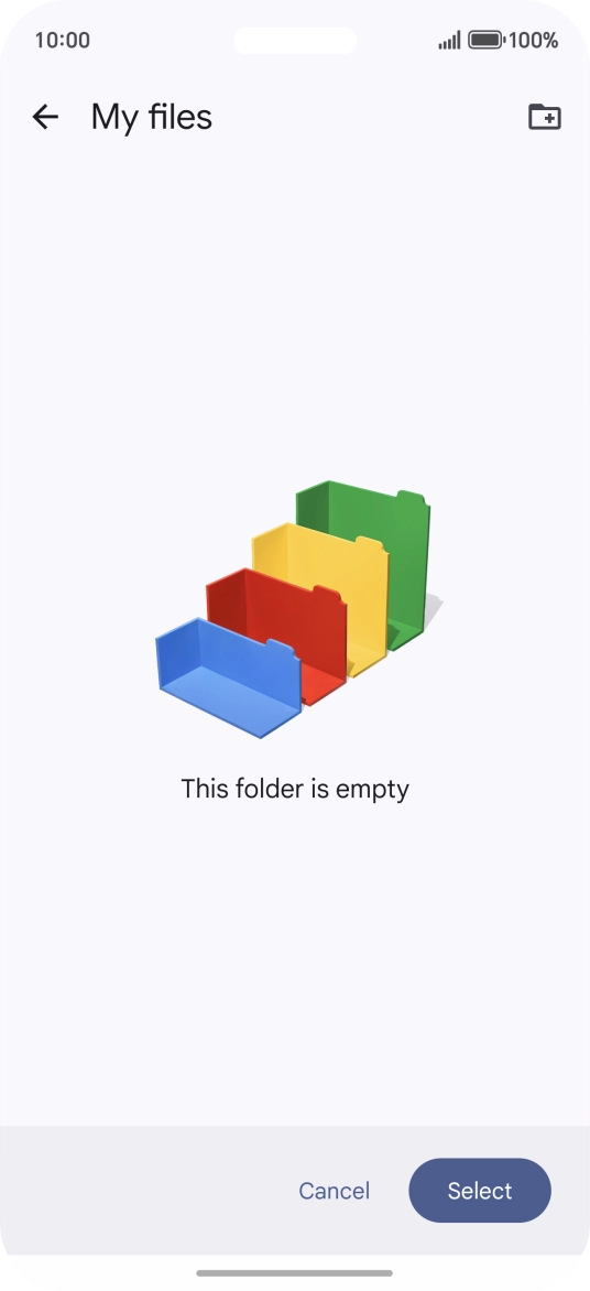 To create a new folder, press the new folder icon and follow the instructions on the screen to create a new folder.