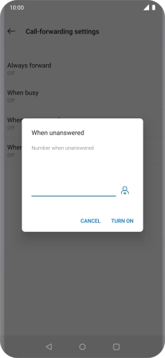 Key in +447953222222 and press TURN ON.