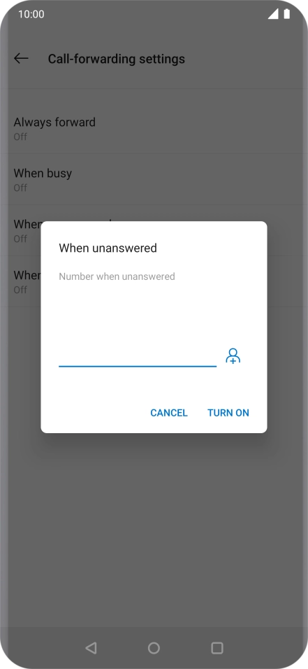 Key in +447953222222 and press TURN ON.