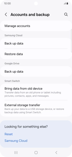 Press Manage accounts.