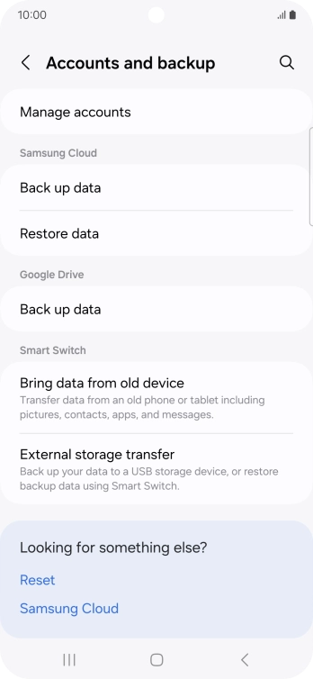 Press Manage accounts.