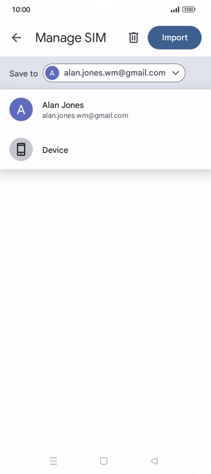 Press the required Google account.