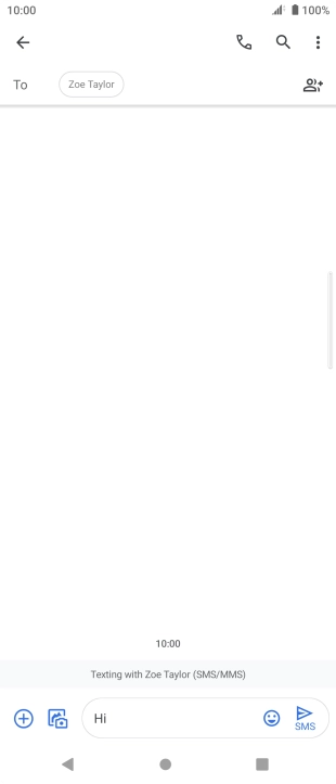 Press the send icon when you've finished your SMS.