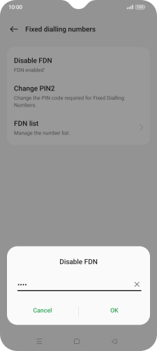 Key in the PIN2 and press the confirm icon. The default PIN2 is 0000.