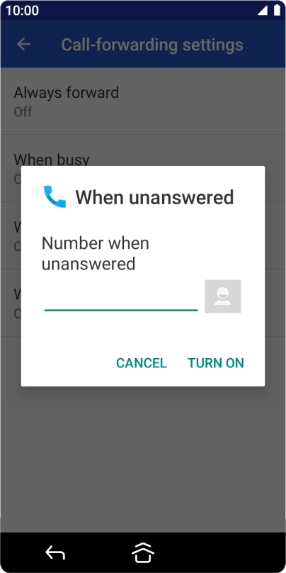 Key in +447953222222 and press TURN ON.