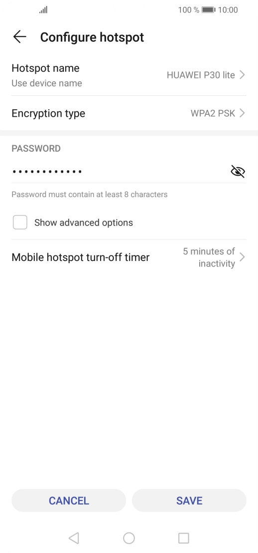 Press Hotspot name.