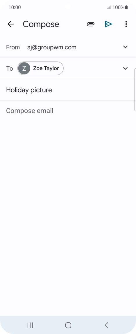 Press the text input field and write the text for your email.