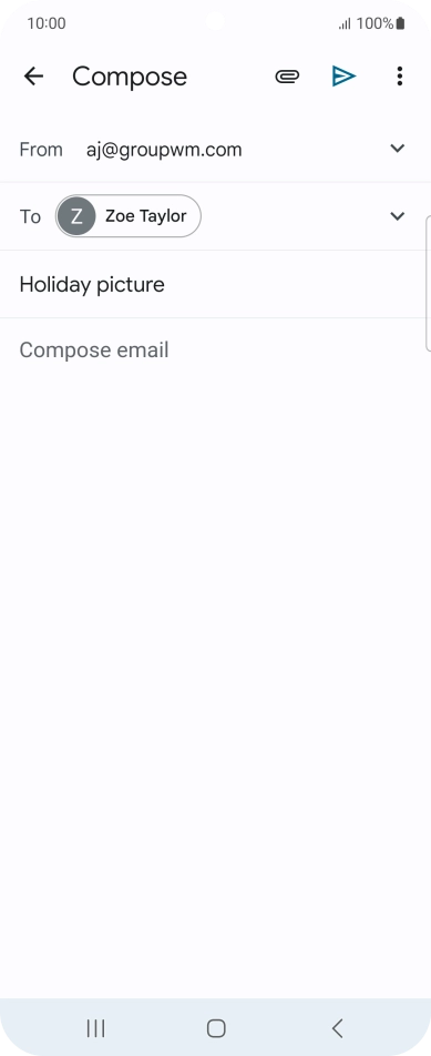 Press the text input field and write the text for your email.