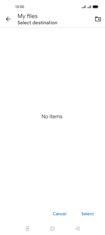 To create a new folder, press the new folder icon and follow the instructions on the screen to create a new folder.