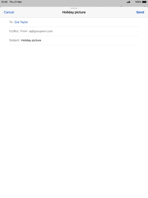Press the text input field and write the text for your email.
