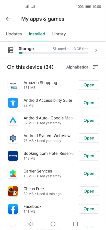 Press the required app.