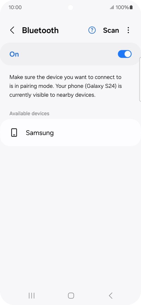 Press the required Bluetooth device and follow the instructions on the screen to pair the device with your phone.