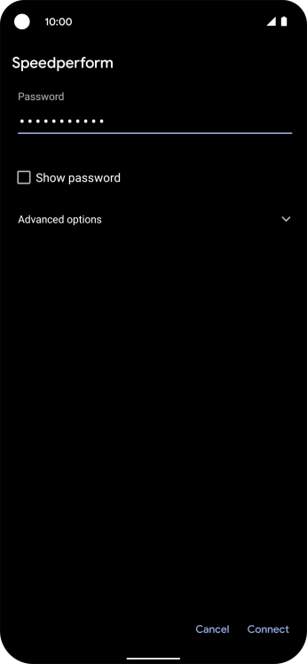 Key in the password for the Wi-Fi network and press Connect.