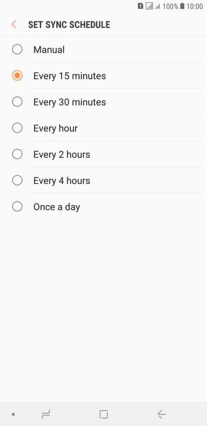 Press the required setting.