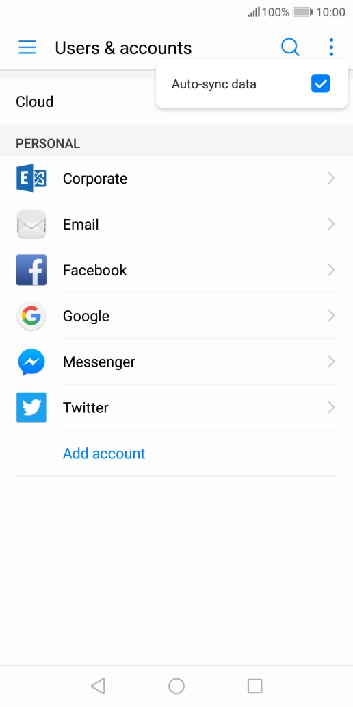 Press Auto-sync data to turn the function on or off.