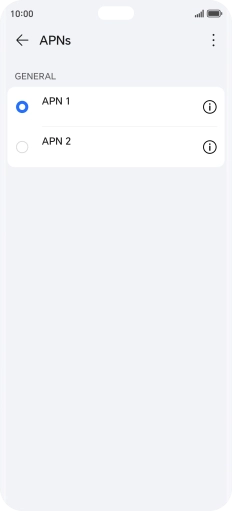 Press the field next to the data connection to activate it.