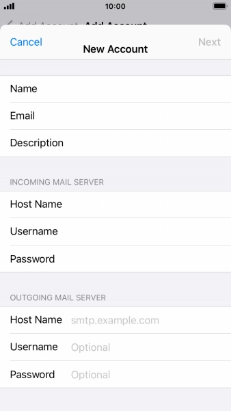 Press Host Name and key in the name of your email provider's outgoing server.