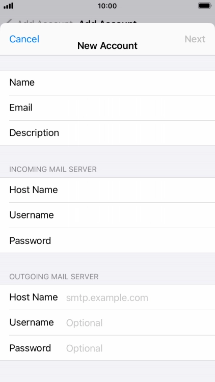 Press Host Name and key in the name of your email provider's outgoing server.