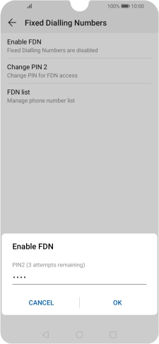 Key in your PIN2 and press OK. The default PIN2 is 0000.
